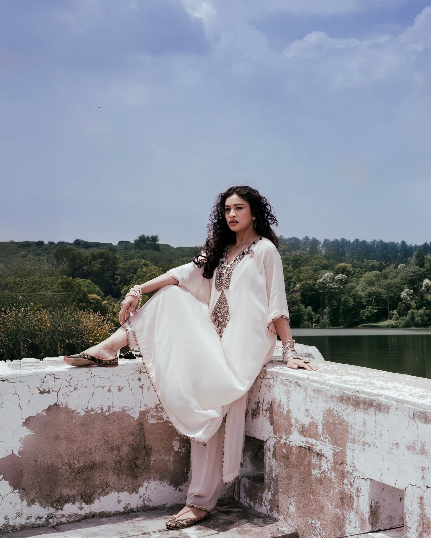ROOHANI CREAM KAFTAN