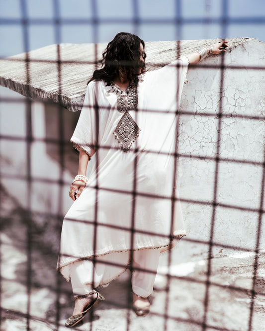 ROOHANI CREAM KAFTAN